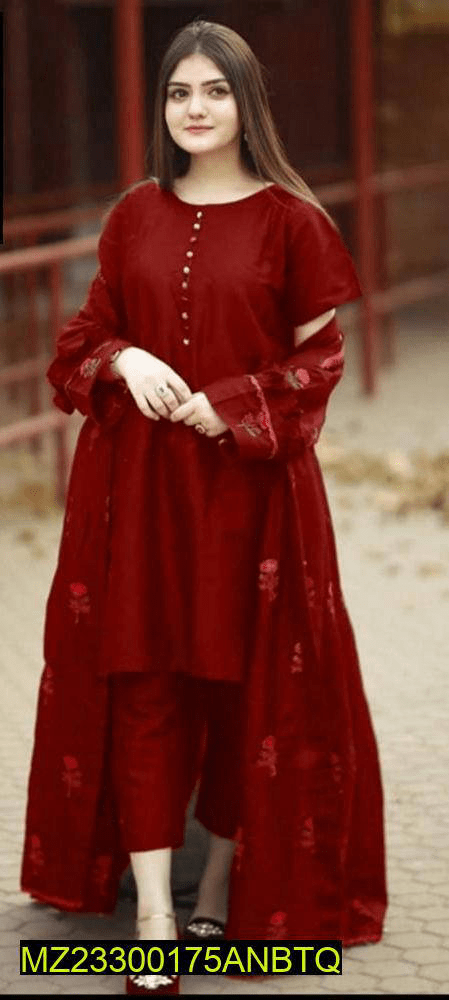 3 PCs Woman Stitched Katan Silk Embroidered Maxi by Hanan Shafique