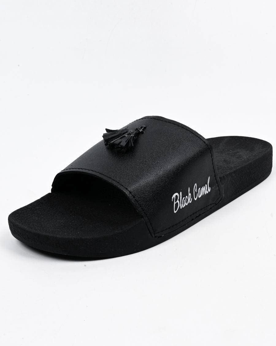 Black Camel Tessel Slide Slipper For Men by Waleed Hassan