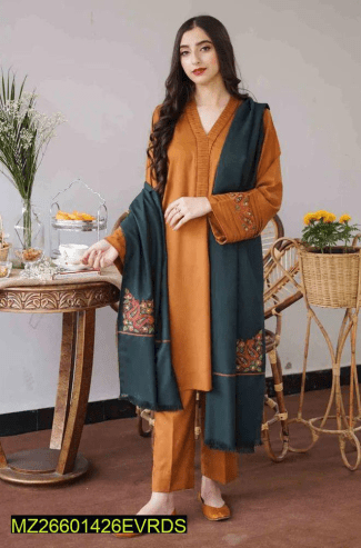  3 Pcs Women Unstitched Dhanak Embroidered Suit … Free home delivery by Muhammad Maqbool