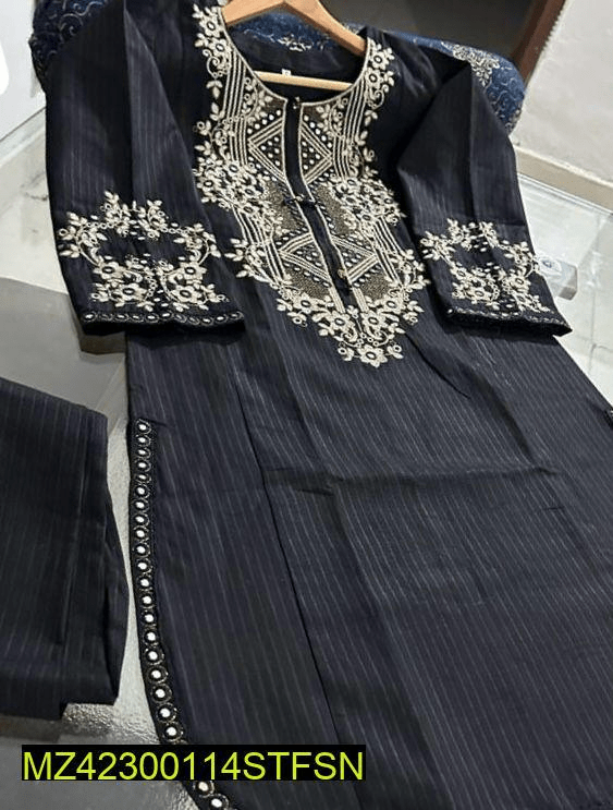 2 PCs women’s khaadi Embroidered suit by Hooriya Baloch