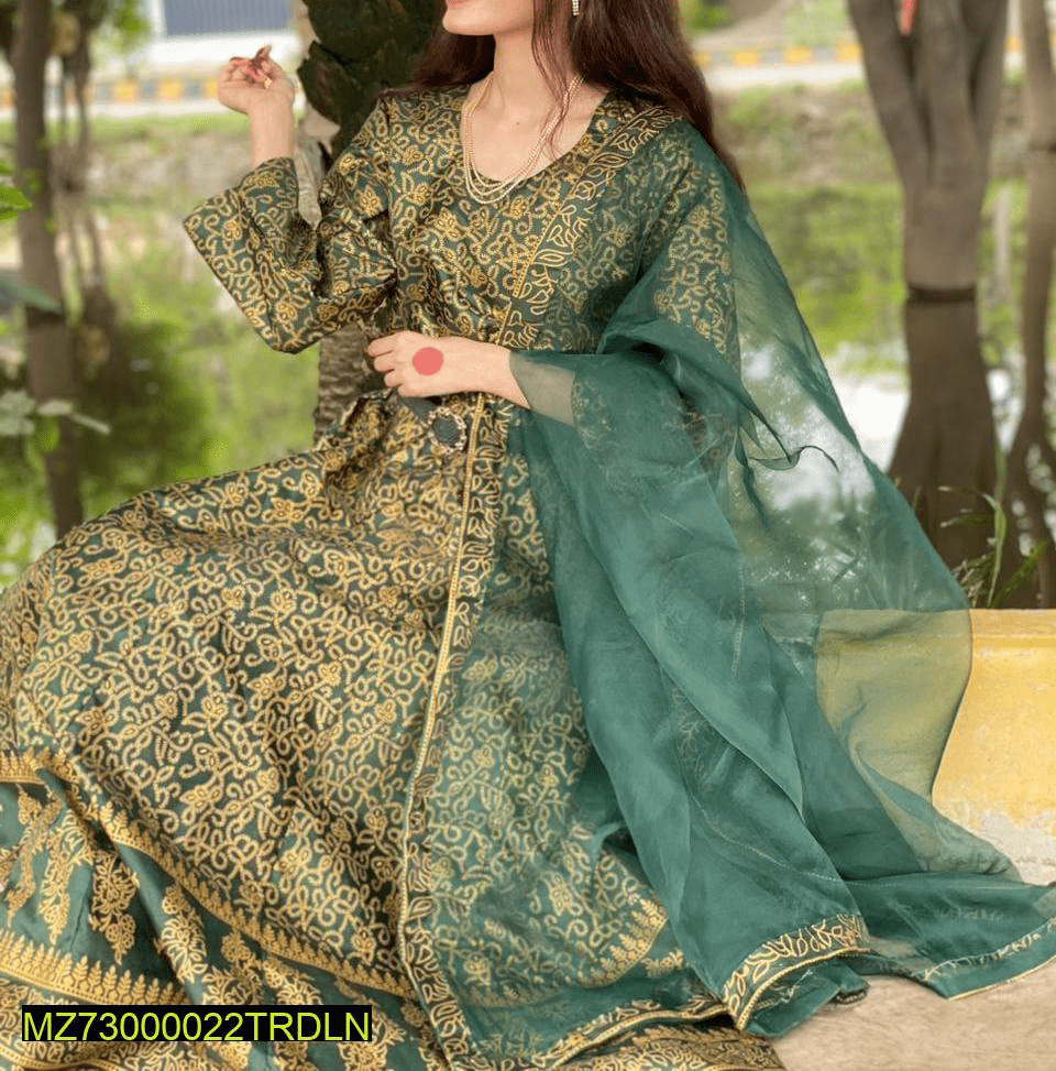 3 Pc Coton Silk Maxi by Rana Mazhar