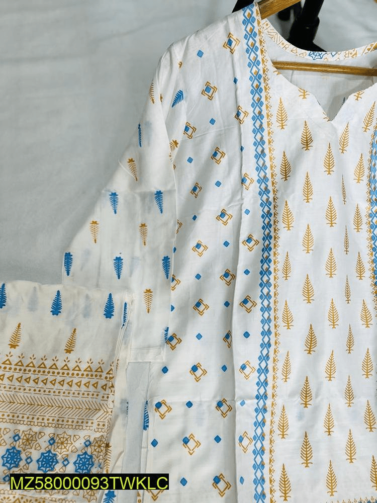 2Pcs Women’s Stitched Linen Printed Suit by Zamin Mahdi