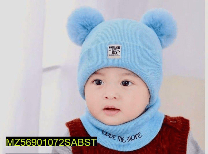 Kid’s Wool Plain Cap With Neck Warmer … Free home delivery by Muhammad Maqbool