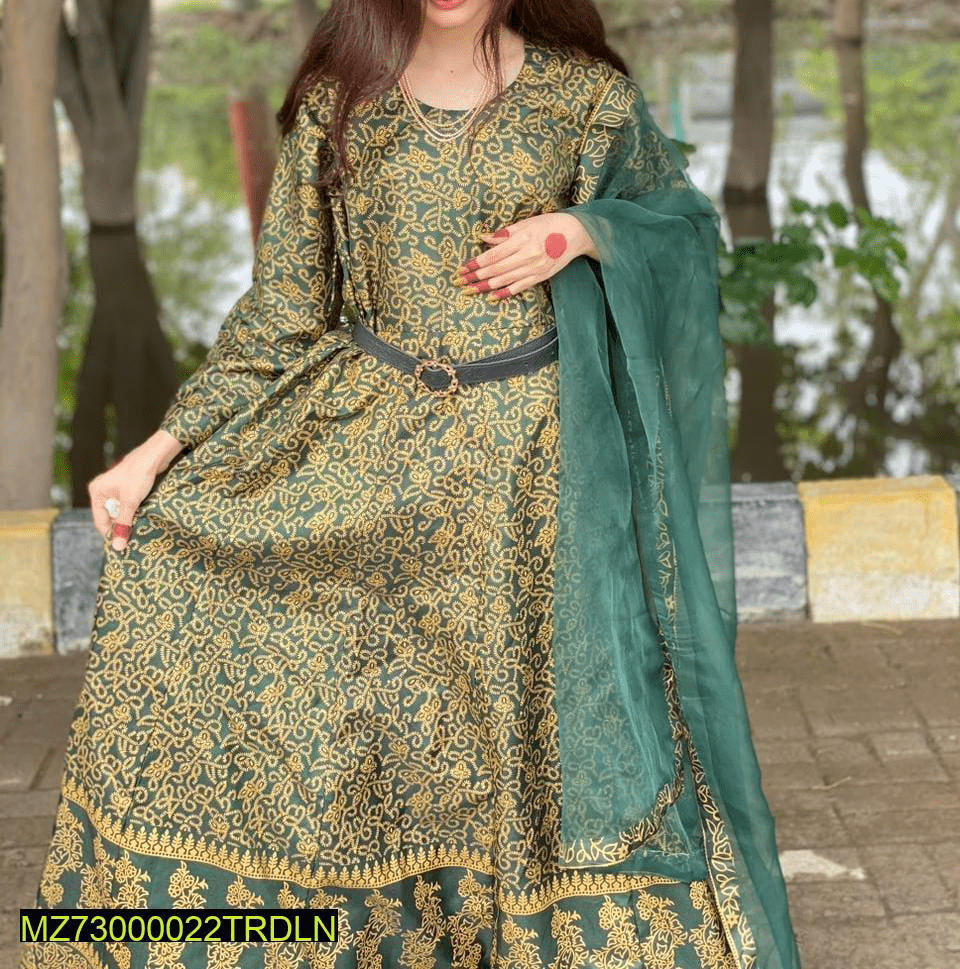 3 Pc Coton Silk Maxi by Rana Mazhar