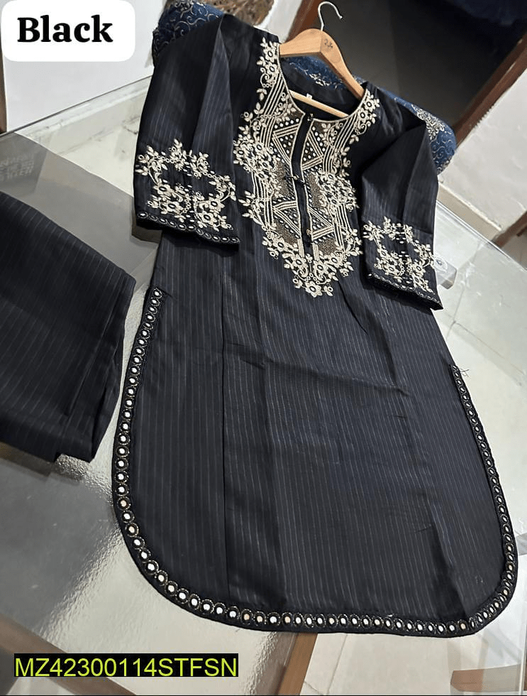 2 PCs women’s khaadi Embroidered suit by Hooriya Baloch
