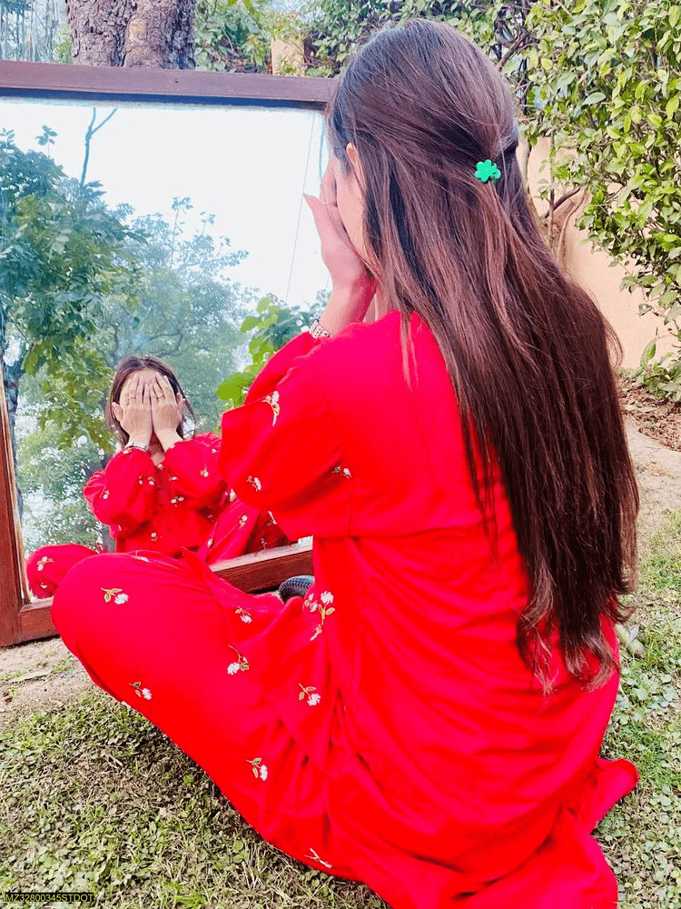 2 PCs women stiched linen fancy dress by ONE SHOT YT 6