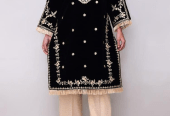 Women’s stitched velvet embroidered shirt by Muhammad Afaq