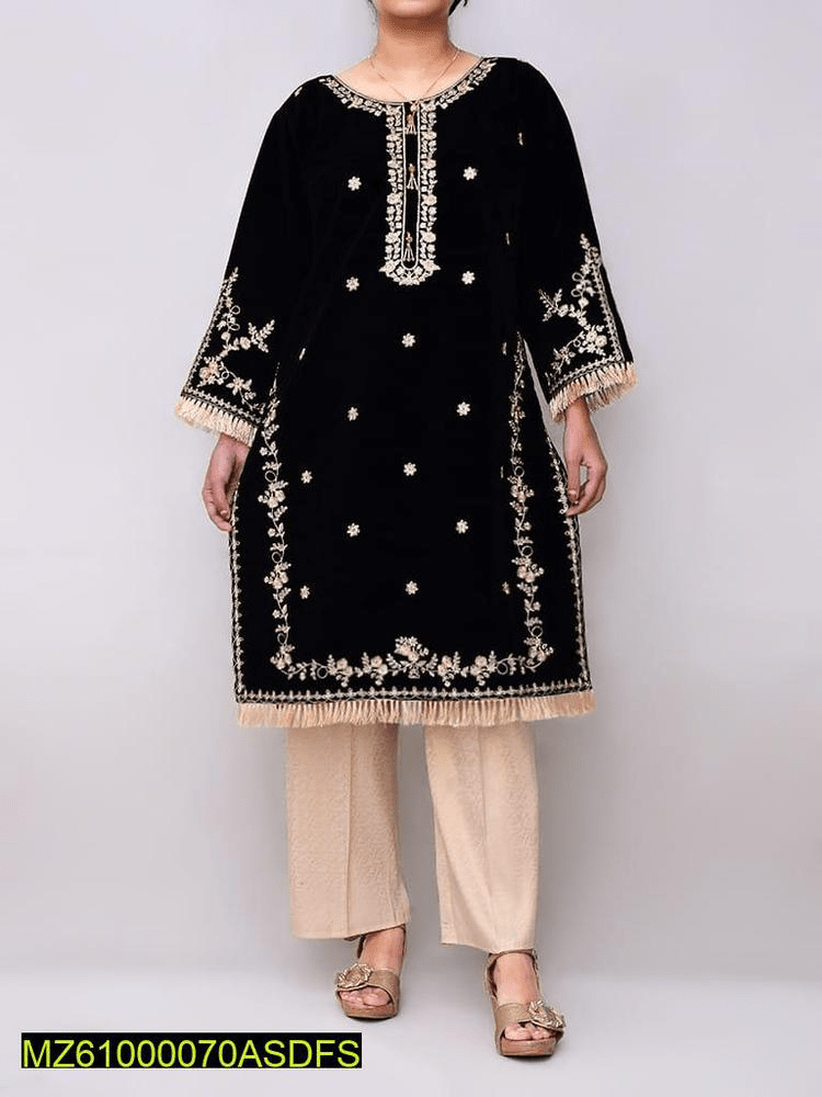 Women’s stitched velvet embroidered shirt by Muhammad Afaq