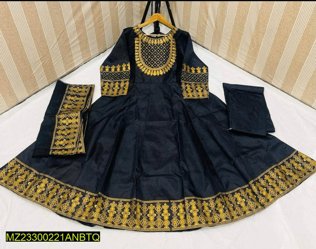 3 PCs Woman Stitches Katan Silk Embroidered Maxi by Hanan Shafique