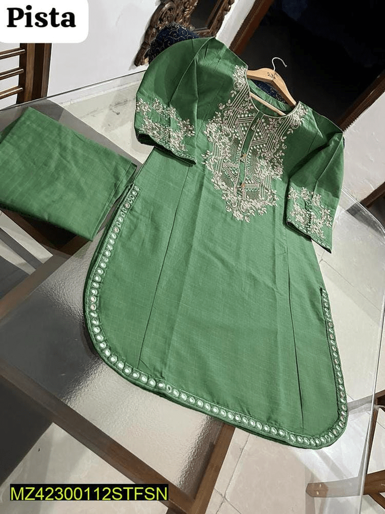 2 PCs women’s khaadi Embroidered suit by Hooriya Baloch