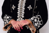 Women’s stitched velvet embroidered shirt by Muhammad Afaq