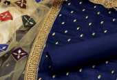 3 PCs women’s unstitched shamoze silk Embroidered suit by Hooriya Baloch