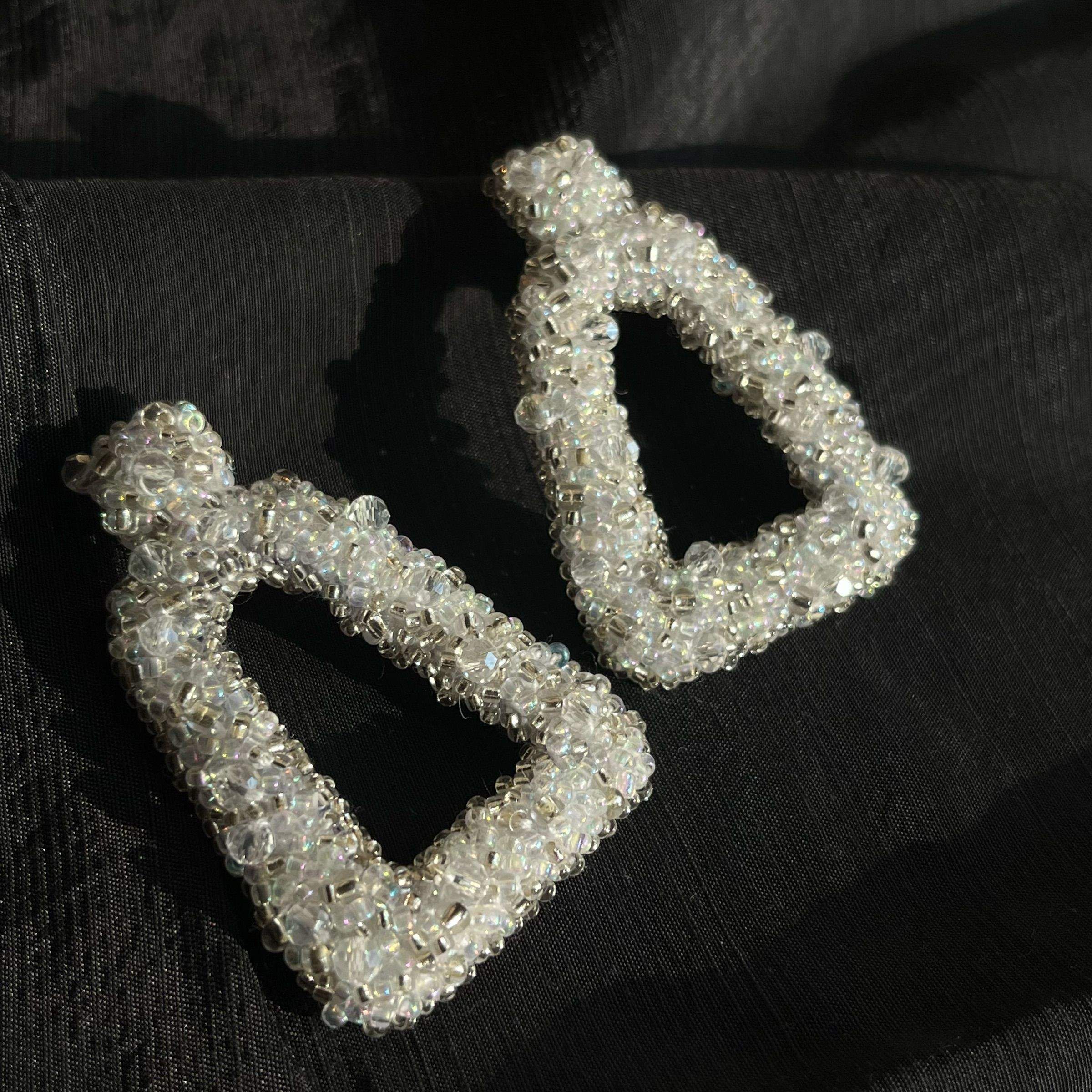 White and Red beaded earrings by Zarwish Javid