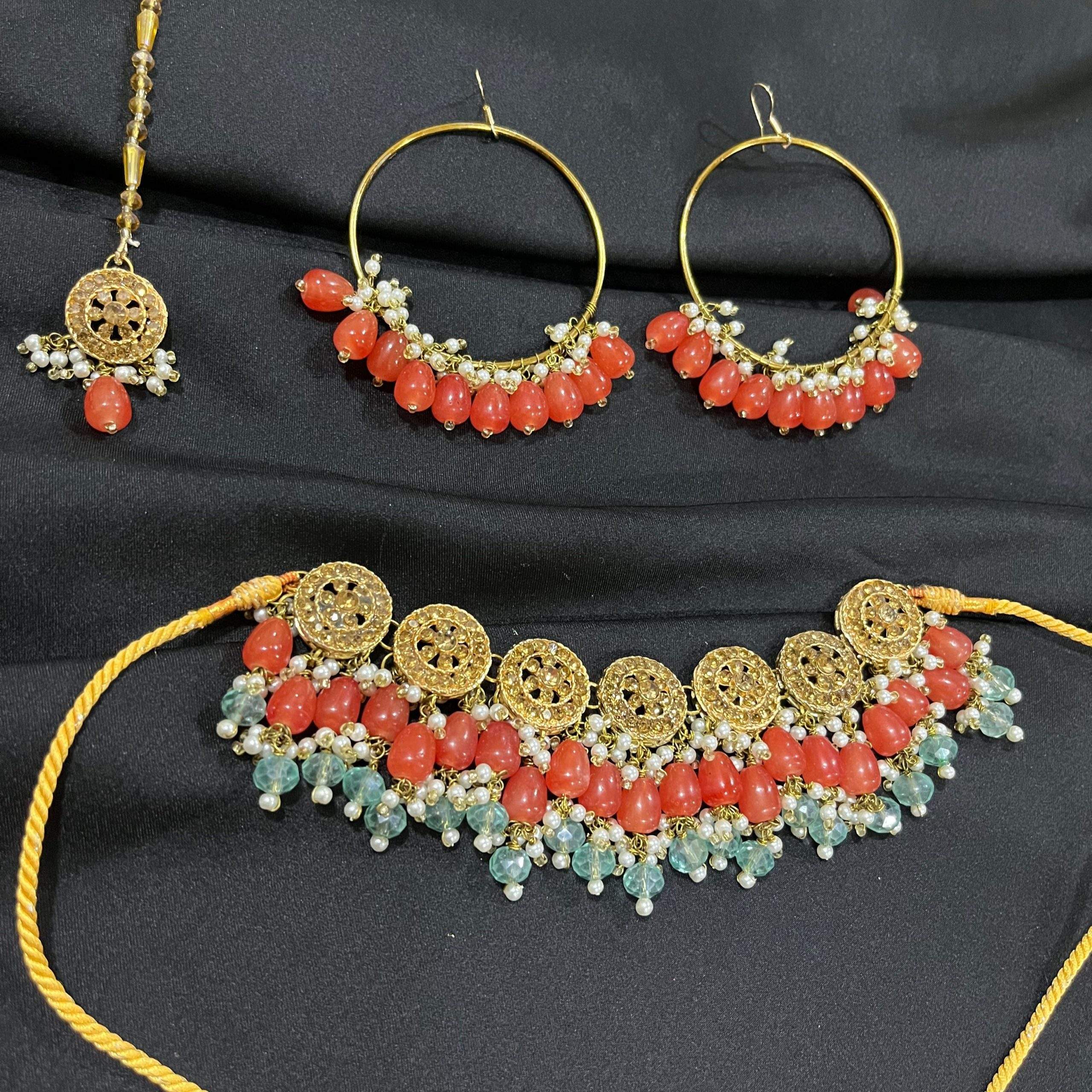 Orange and frozi golden set by Zarwish Javid