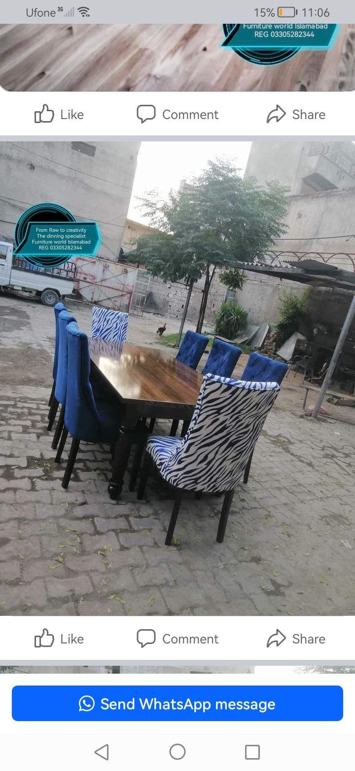 We made dinnings on order by Furniture World Islamabad Pvt REG SECP