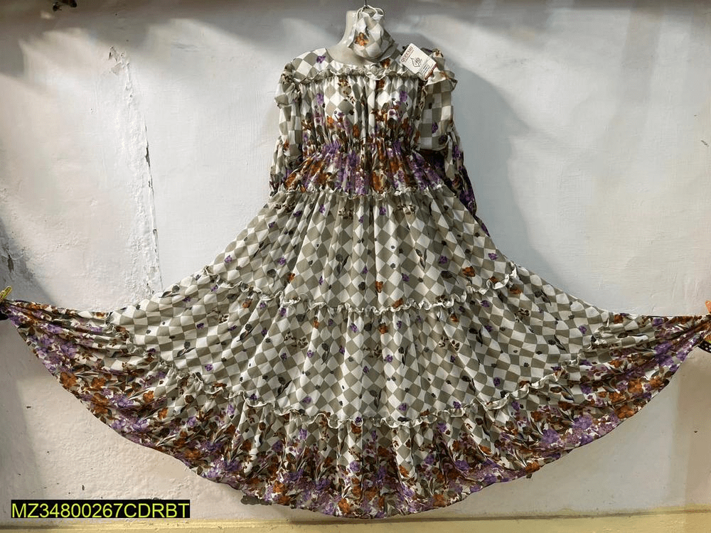 1 PCs women’s stitched chiffon printed suit by Hooriya Baloch