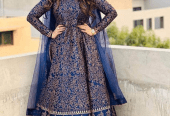3 pcs woman’s stitched katan silk printed maxi by Jason nasir