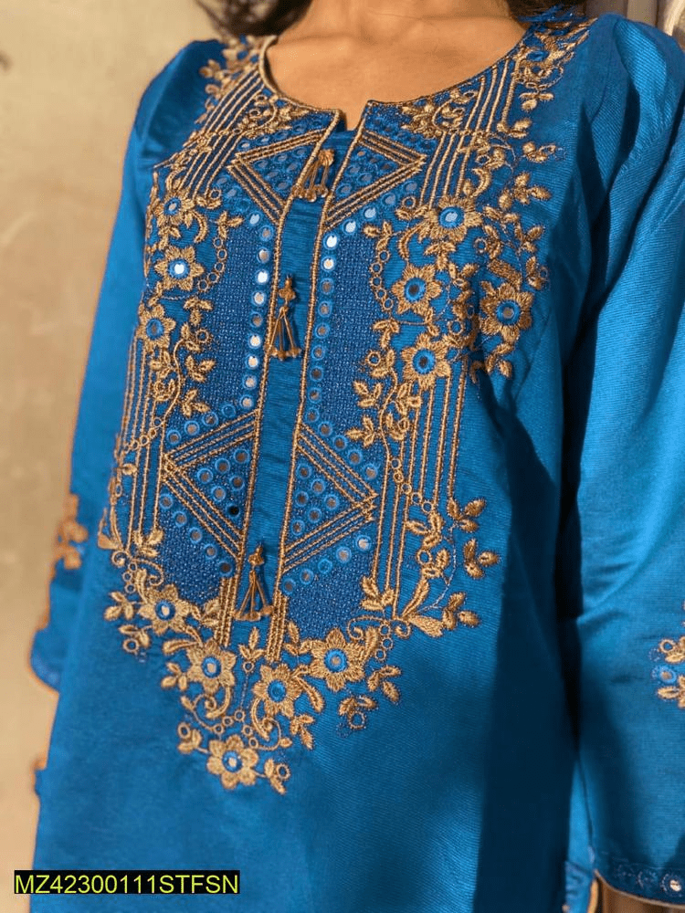 2 PCs women’s khaadi Embroidered suit by Hooriya Baloch