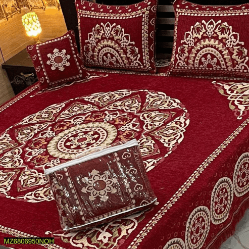4 Pcs Velvet Jacquard Double Bedsheet … Free home delivery by Muhammad Maqbool