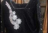 Black preloved saaree by Saadiya Adeel