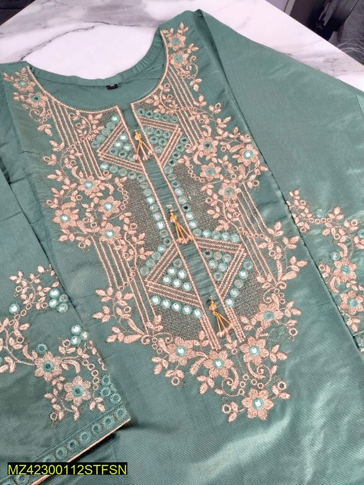 2 PCs women’s khaadi Embroidered suit by Hooriya Baloch