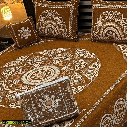 4 Pcs Velvet Jacquard Double Bedsheet … Free home delivery by Muhammad Maqbool