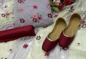 4 PCs women’s unstitched khaadi net Embroidery suit by Hooriya Baloch