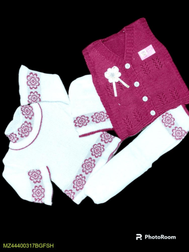 4 PCs baby girl stiched wool suit by Hooriya Baloch