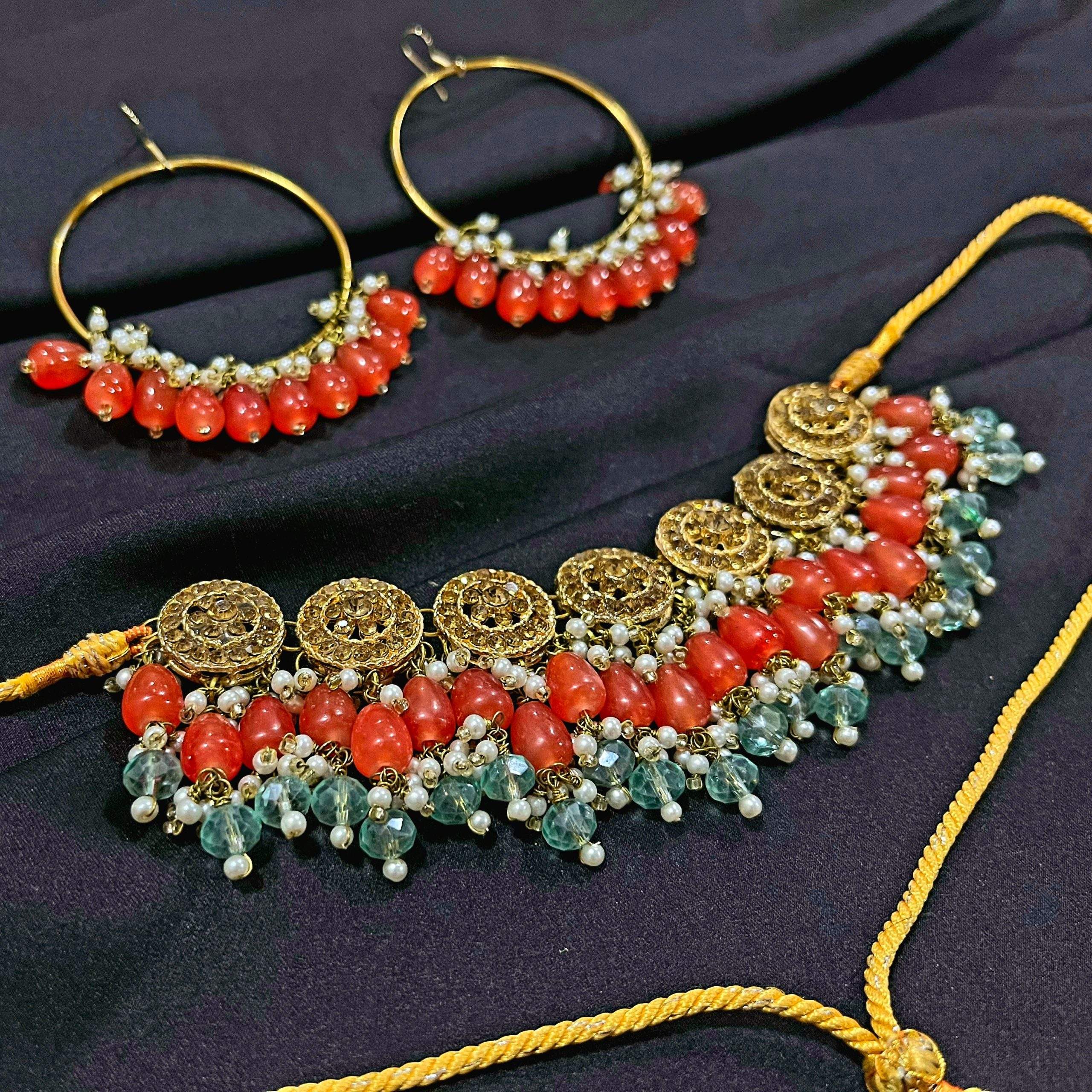 Orange and frozi golden set by Zarwish Javid