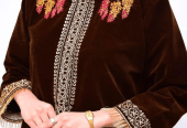 Women’s stitched velvet embroidered shirt by Muhammad Afaq
