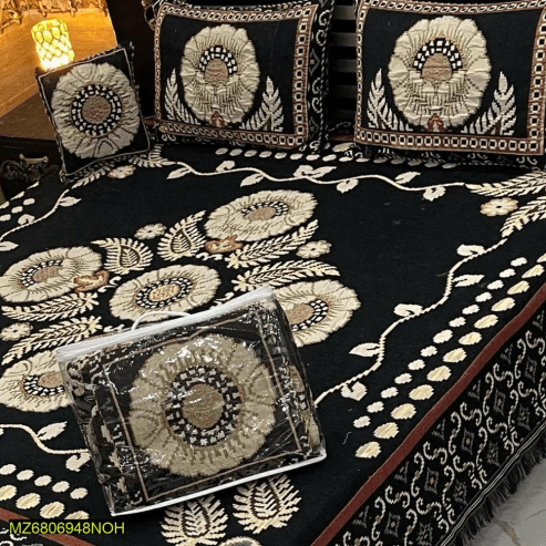 4 Pcs Velvet Jacquard Double Bedsheet … Free home delivery by Muhammad Maqbool