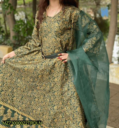 3 Pc Coton Silk Maxi by Rana Mazhar