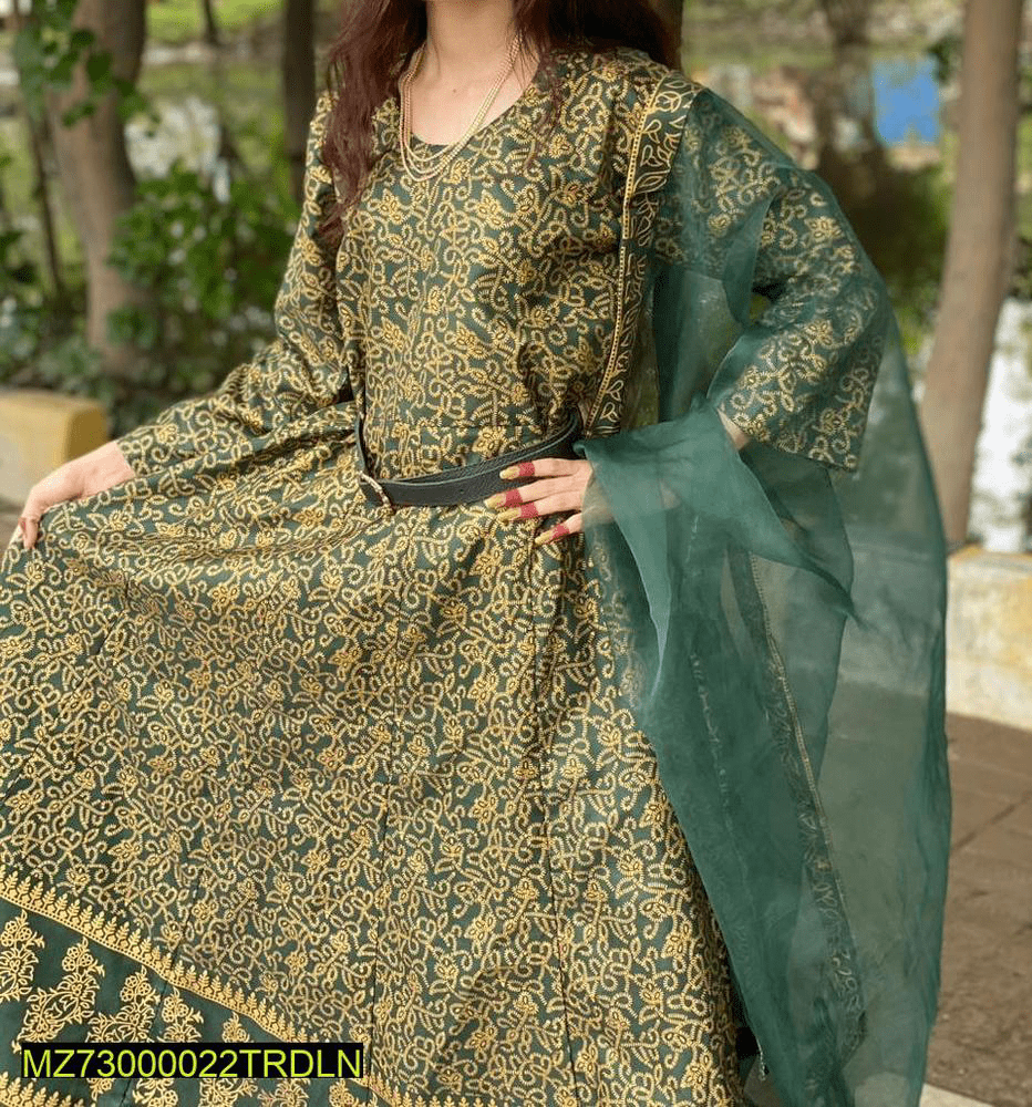 3 Pc Coton Silk Maxi by Rana Mazhar