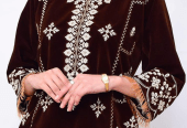 Women’s stitched velvet embroidered shirt by Muhammad Afaq
