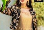 Heavy embroidered koti with maxi by Wajeeha Shaukat