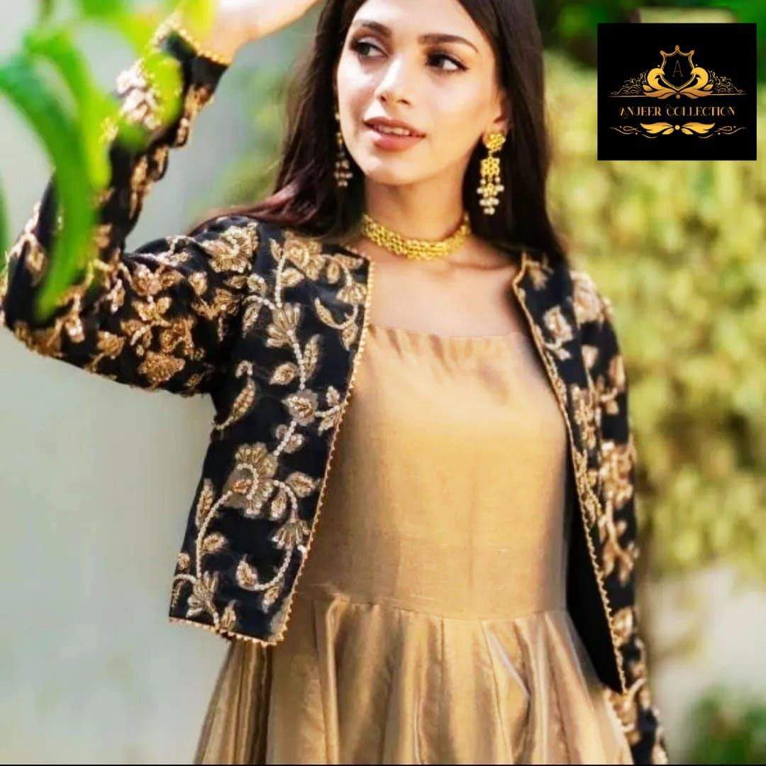 Heavy embroidered koti with maxi by Wajeeha Shaukat