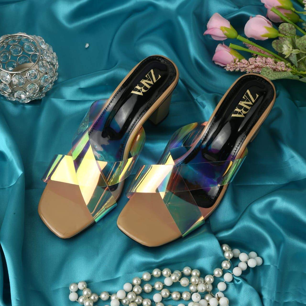 Zara Holographic Heels by Hooriya Baloch