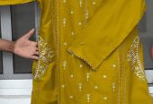2 Pcs Woman,s Stitched linen Embroidered Suit by Usman Ali