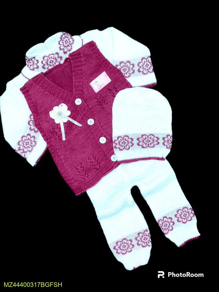 4 PCs baby girl stiched wool suit by Hooriya Baloch
