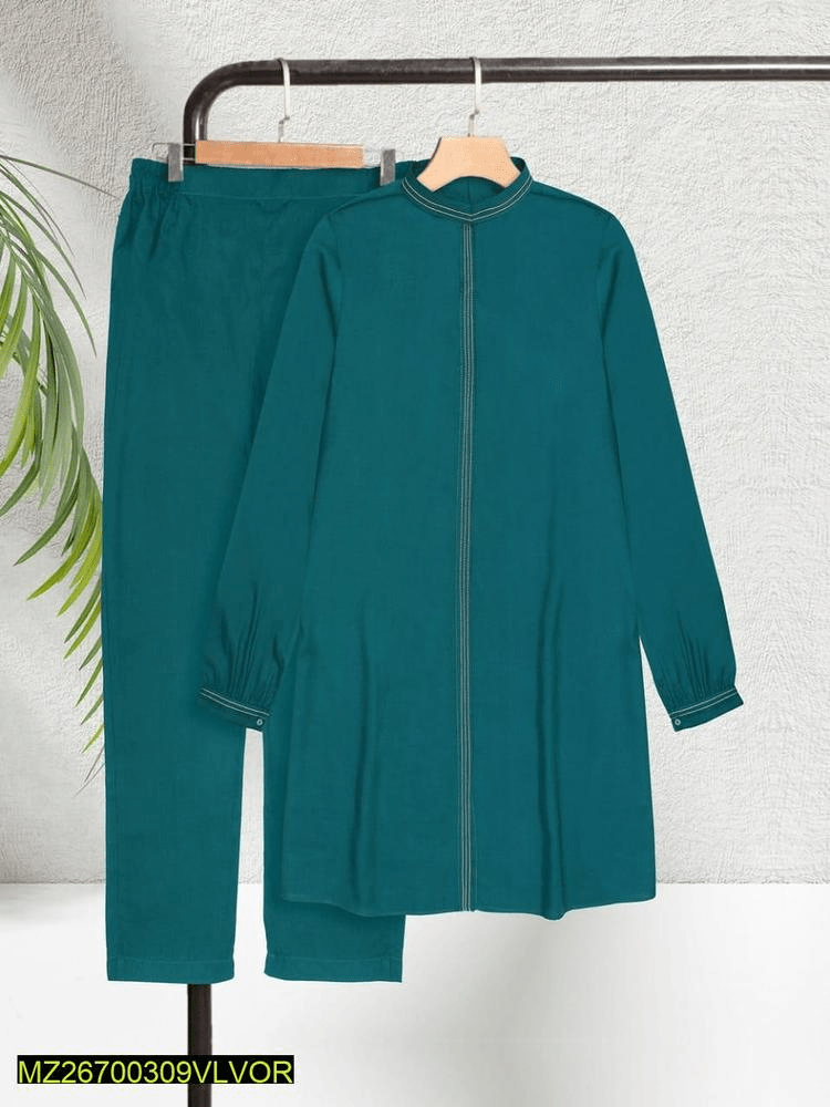 2 PCs women’s stitched premium blanded plain suits by Hooriya Baloch