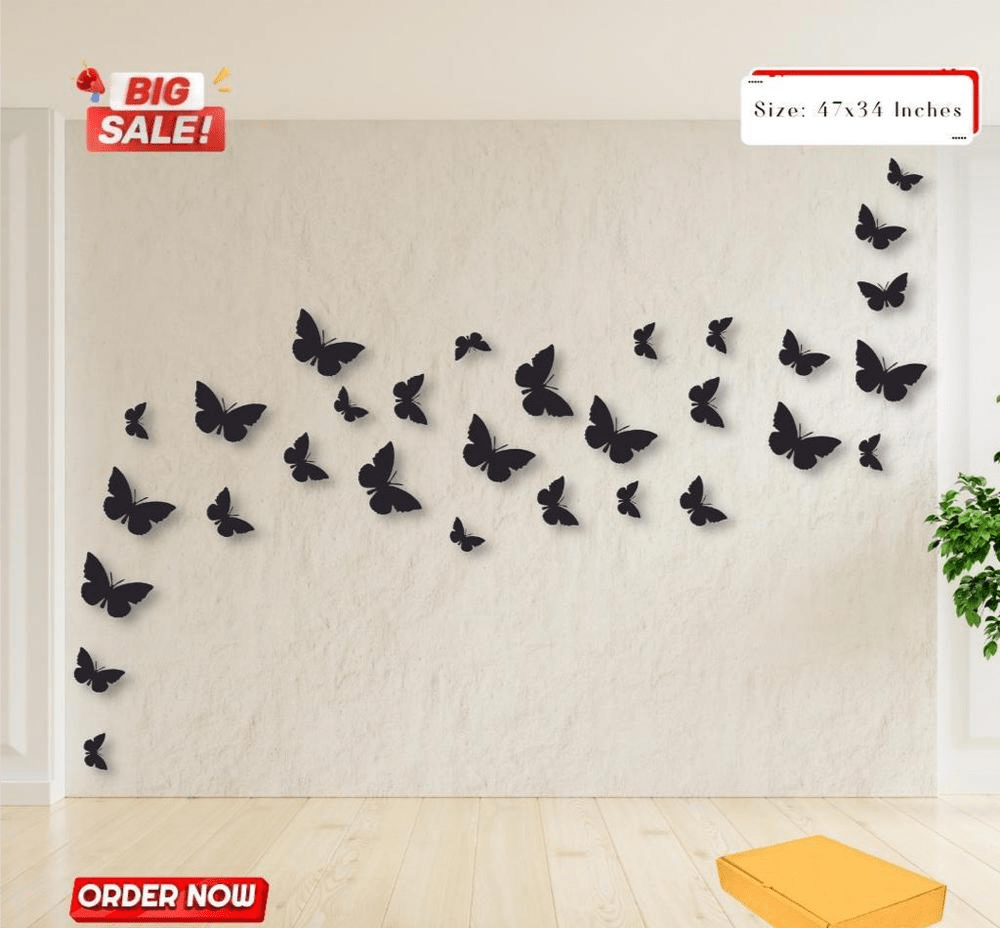 Butterfly design laminated wall pack of 30 by M. Bilal