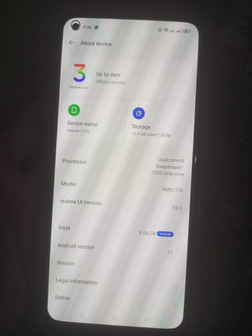Realme 7 pro 8gb+5gb ram 128gb rom with original charger and box 10/9. by Mr Shakir