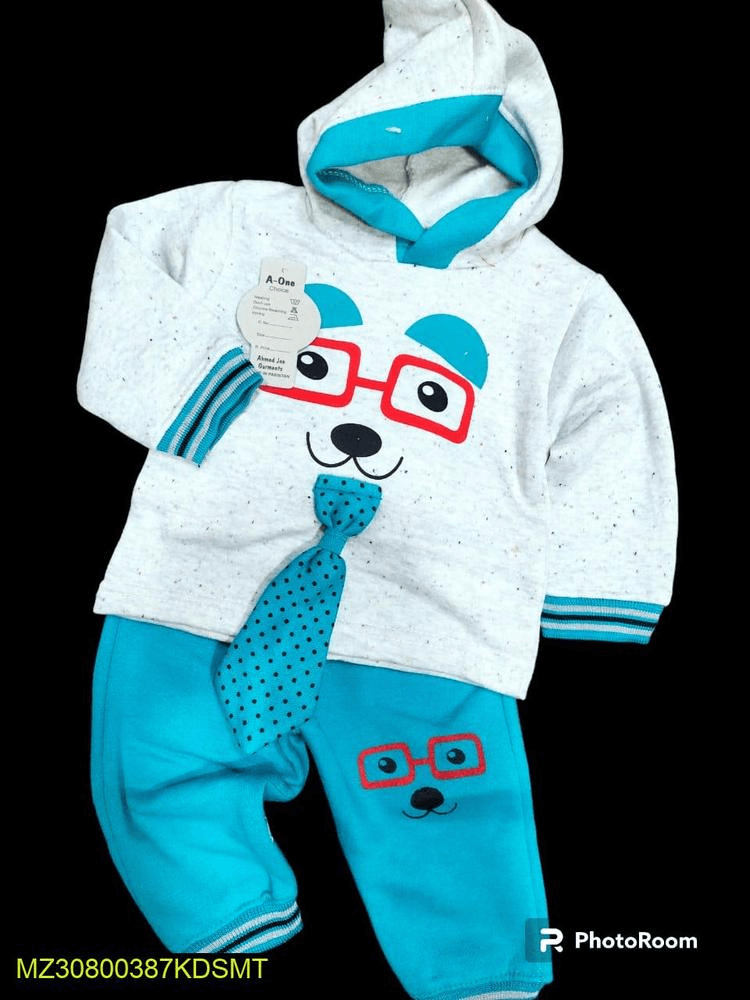 2 PCs baby boy stiched fleece printed suit by Hooriya Baloch