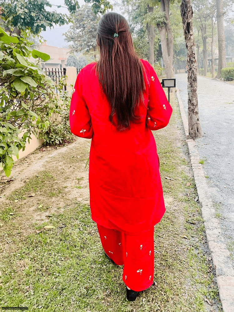 2 PCs women stiched linen fancy dress by ONE SHOT YT 6