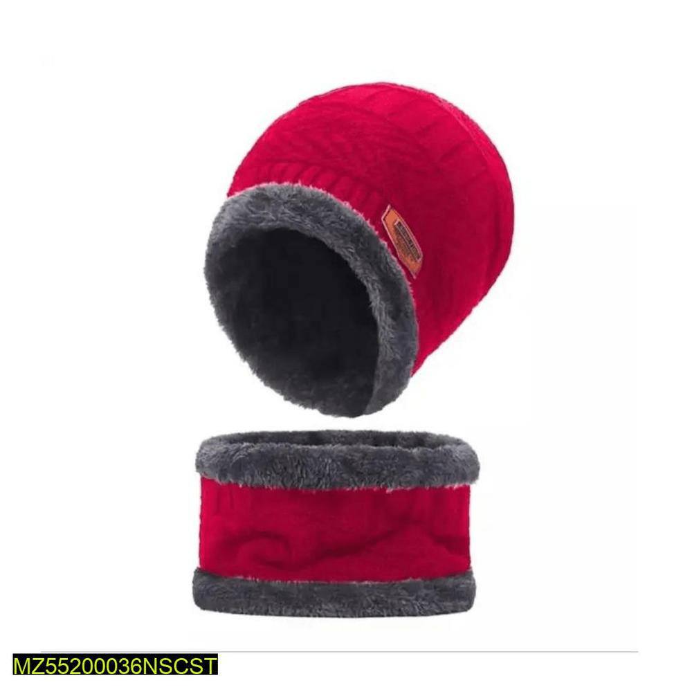 Fabric: Wool • Product Type: Beanie Cap and neck Warmer by Haris Khan