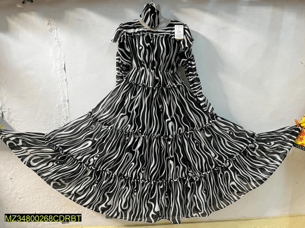 1 PCs women’s stitched chiffon printed suit by Hooriya Baloch