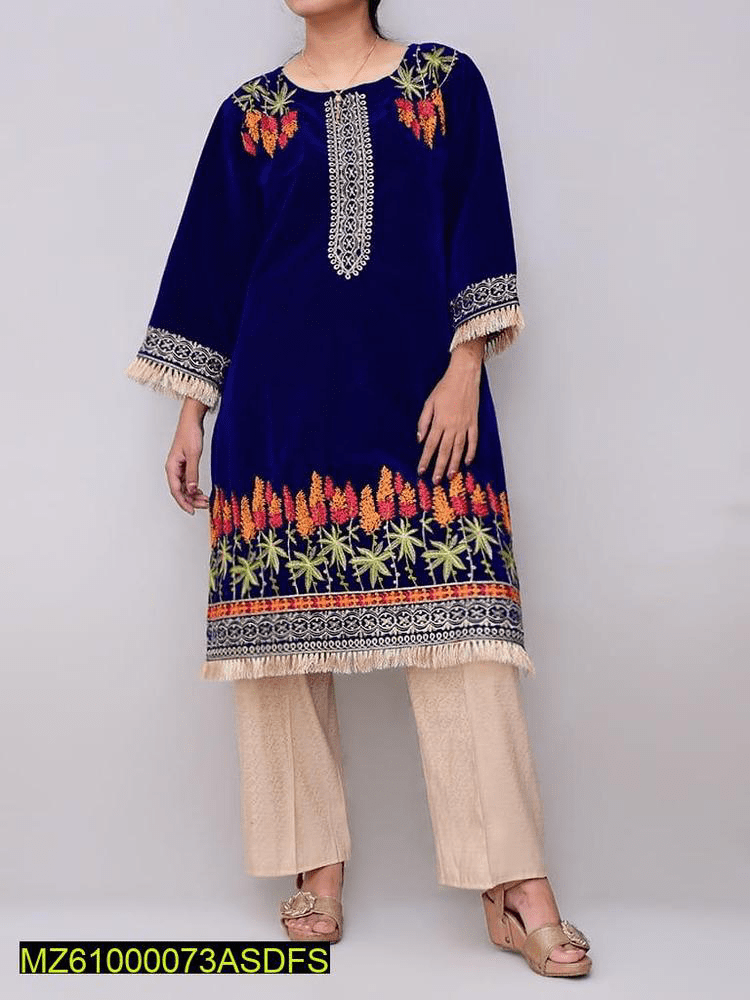 Women’s stitched velvet embroidered shirt by Muhammad Afaq