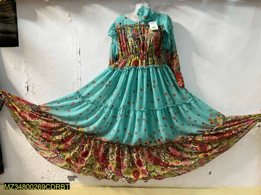 1 PCs women’s stitched chiffon printed suit by Hooriya Baloch