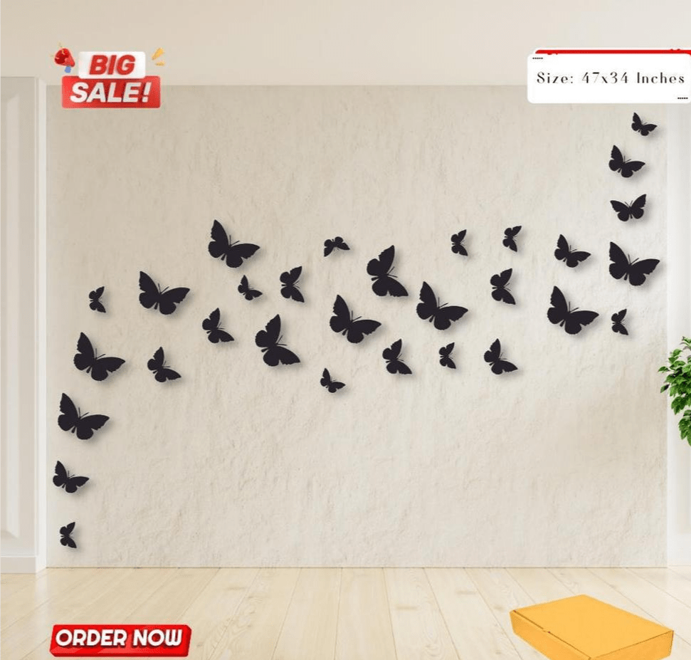 Butterfly design laminated wall pack of 30 by M. Bilal