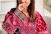 3pc women’s stitched slik chunri print suit by J/Z Hasni